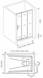 Душевая дверь Good Door Orion WTW-130-С-CH стекло прозрачное